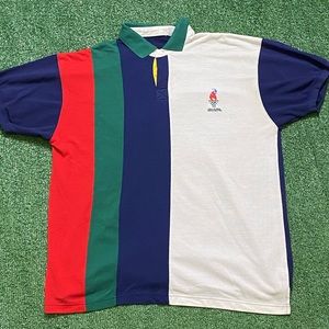 Vintage 1996 Atlanta Olympic Games Polo Shirt Size Large Colorblock
